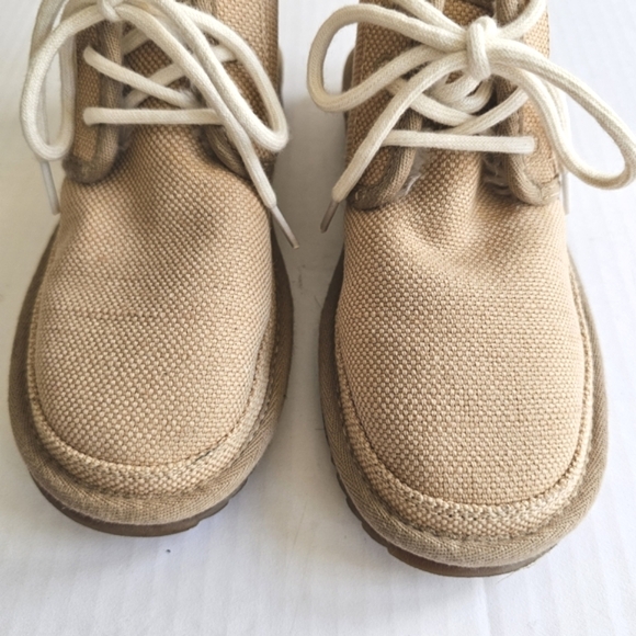 UGG Neumel boots size 5 natural hemp woven lace up plush lined - Picture 3 of 14